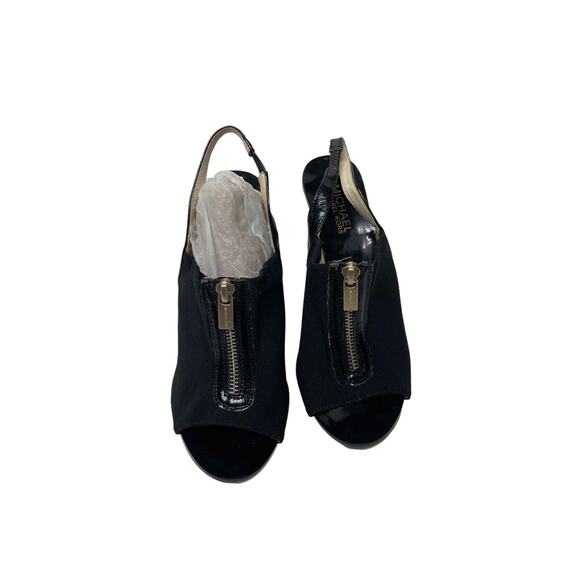 Michael Kors Open Toe Front Zipper Slingback Heels Sandals Size 8 Black - Picture 5 of 10